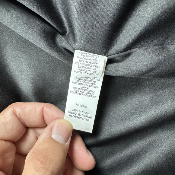 Lucky Brand Faux Fur Sherpa Dark Gray Teddy Coat Women's S Duster Snap Button - Picture 7 of 8